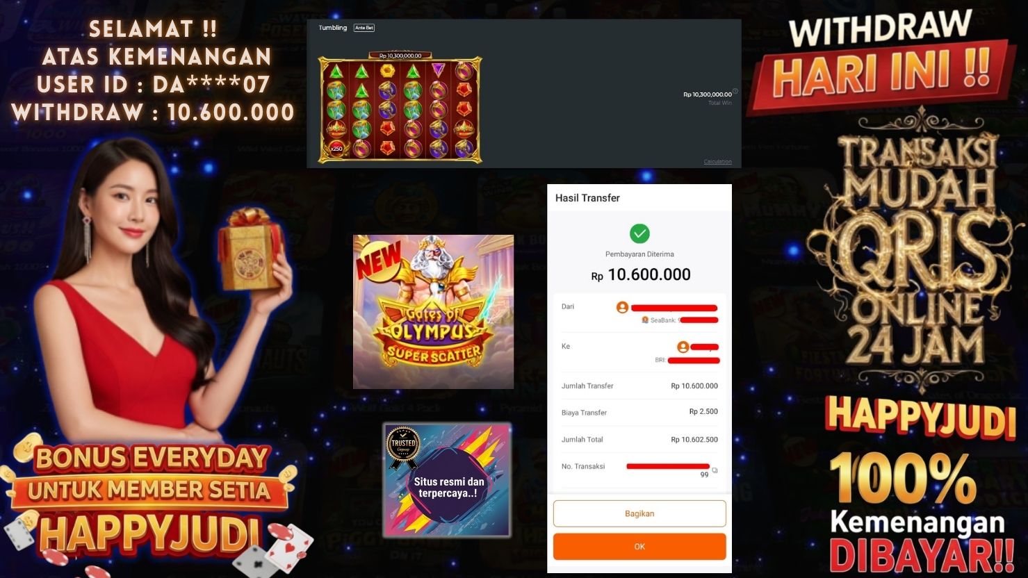 HAPPYJUDI JACKPOT SLOT GATES OF OLYMPUS SUPER SCATTER